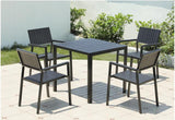 Vertical row plastic wood chair + 0.8m plastic wood square table